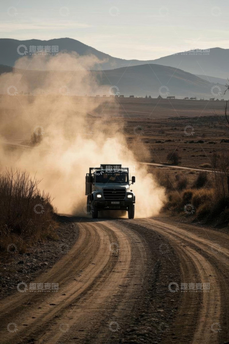 高清大图下载【趣麦麦图】越野车行驶在荒野土路上