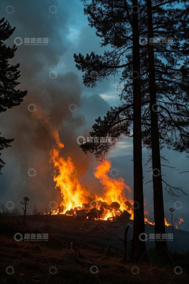 高清大图下载【趣麦麦图】森林火灾场景