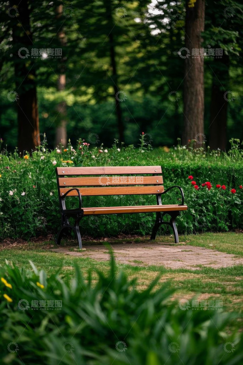 高清大图下载【趣麦麦图】公园内的休闲长椅