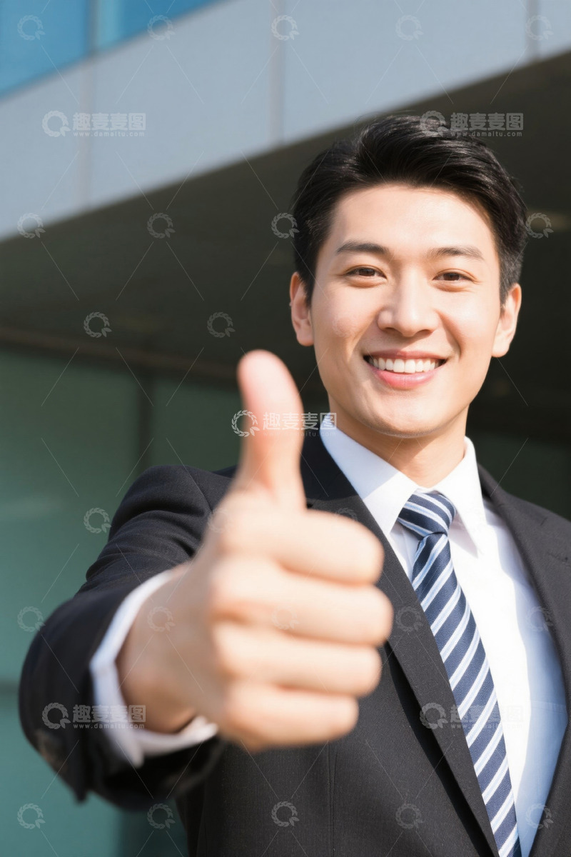 高清大图下载【趣麦麦图】成功男士竖起大拇指点赞