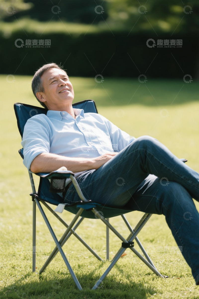 高清大图下载【趣麦麦图】公园里休闲放松的老年男子