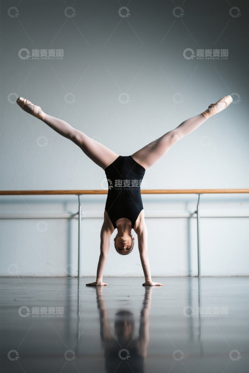 高清大图下载【趣麦麦图】芭蕾舞者倒立练习