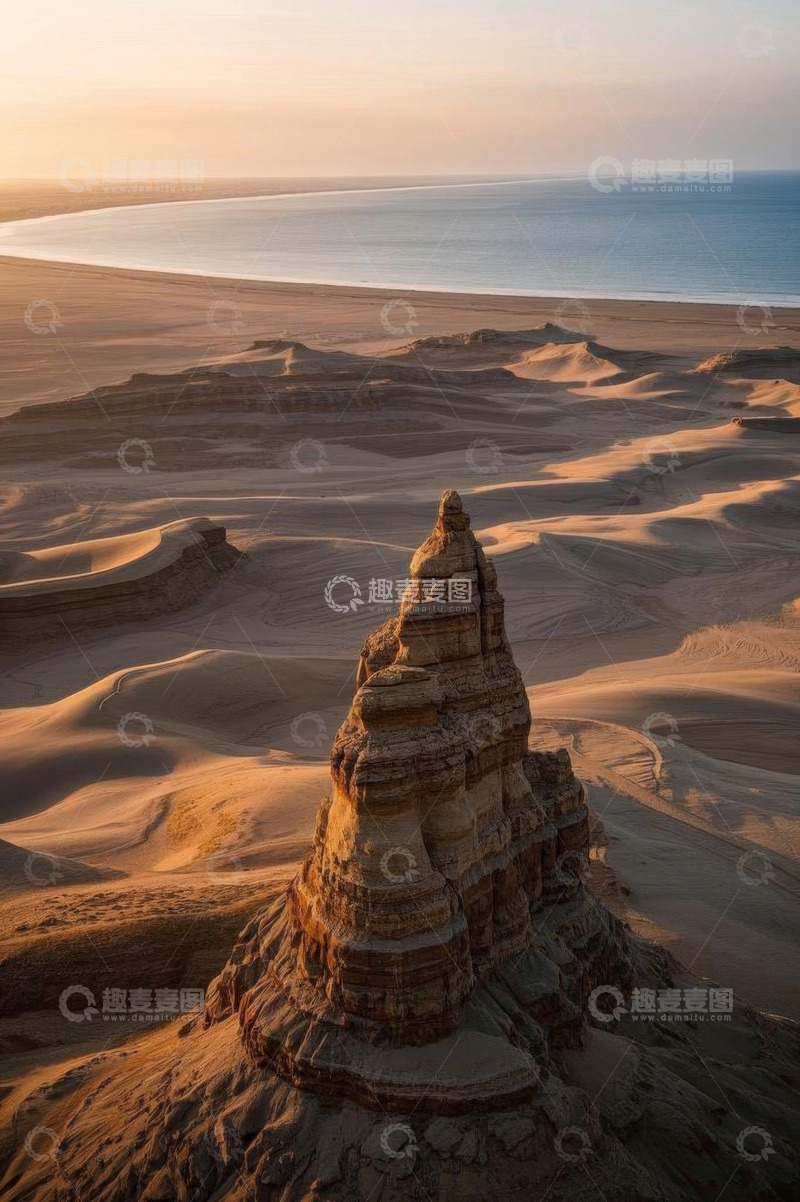 高清大图下载【趣麦麦图】沙漠海边独特地质景观
