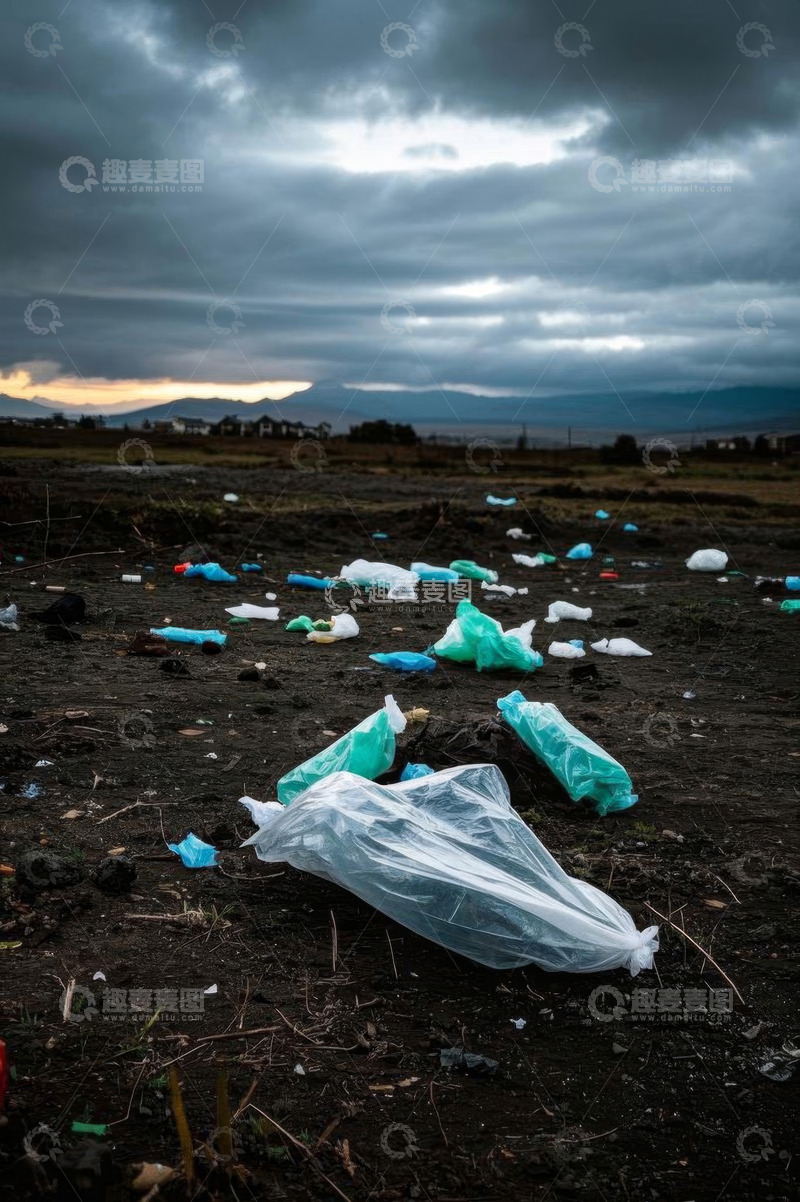 高清大图下载【趣麦麦图】野外地面塑料垃圾景象