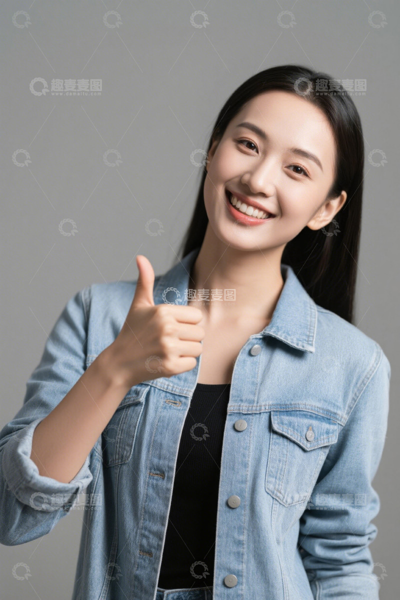 高清大图下载【趣麦麦图】自信女孩点赞手势写真