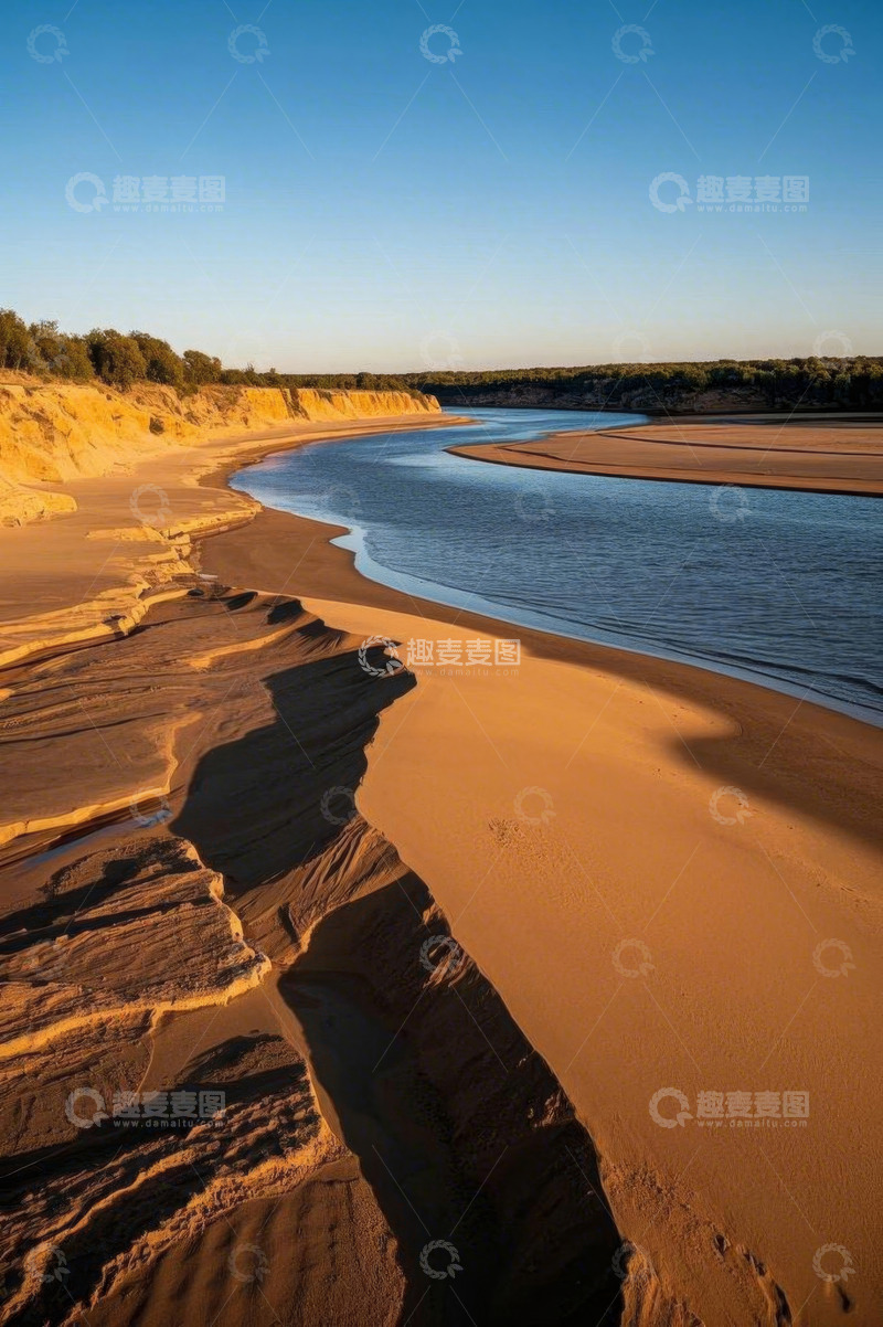 高清大图下载【趣麦麦图】河岸沙滩自然风光全景