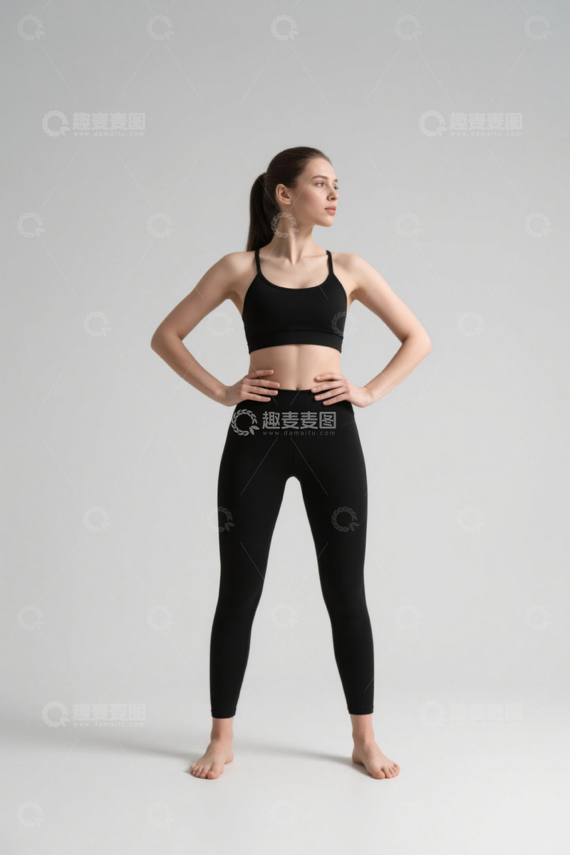 高清大图下载【趣麦麦图】穿着黑色运动服的年轻女子