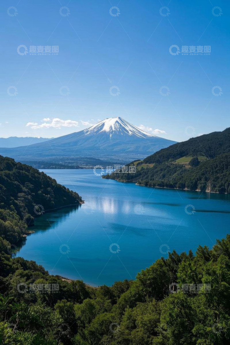 高清大图下载【趣麦麦图】日本富士山与湖泊自然风光