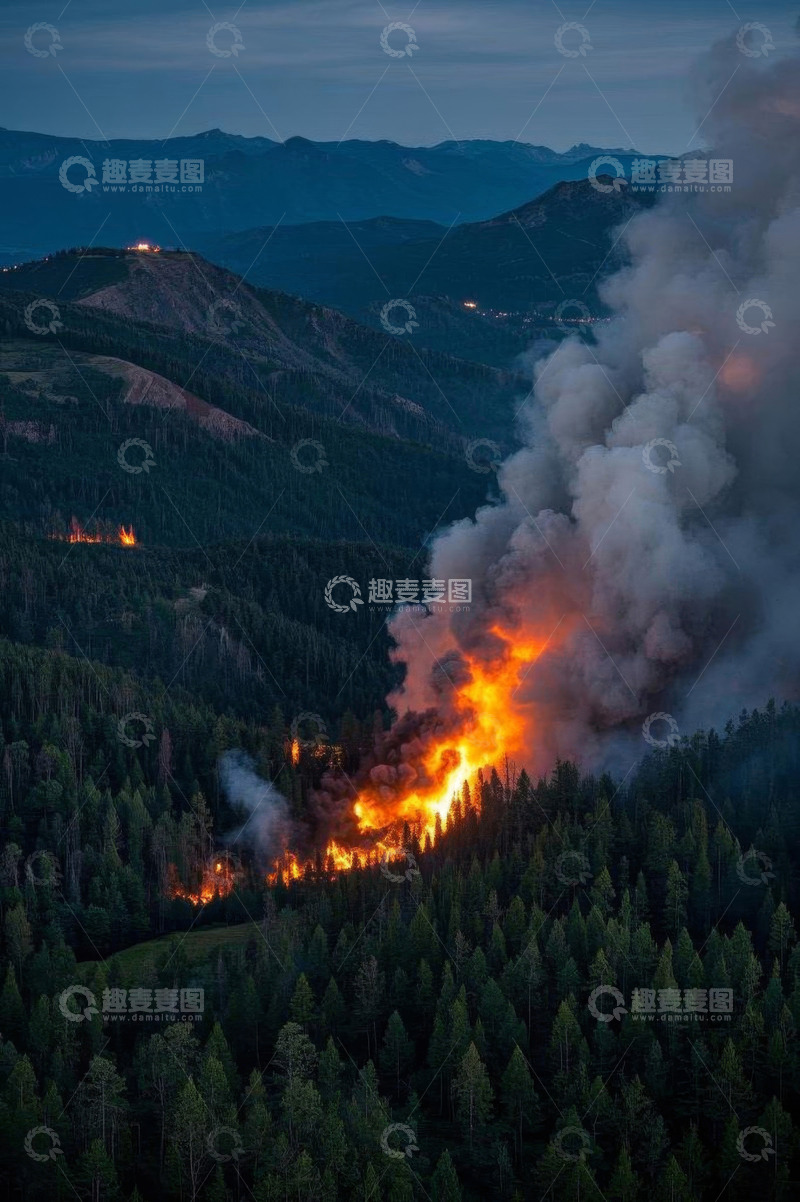 高清大图下载【趣麦麦图】山林火灾浓烟滚滚景象