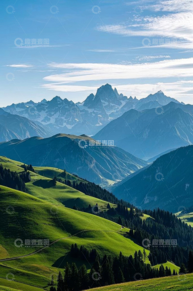 高清大图下载【趣麦麦图】青山绿野自然风光全景