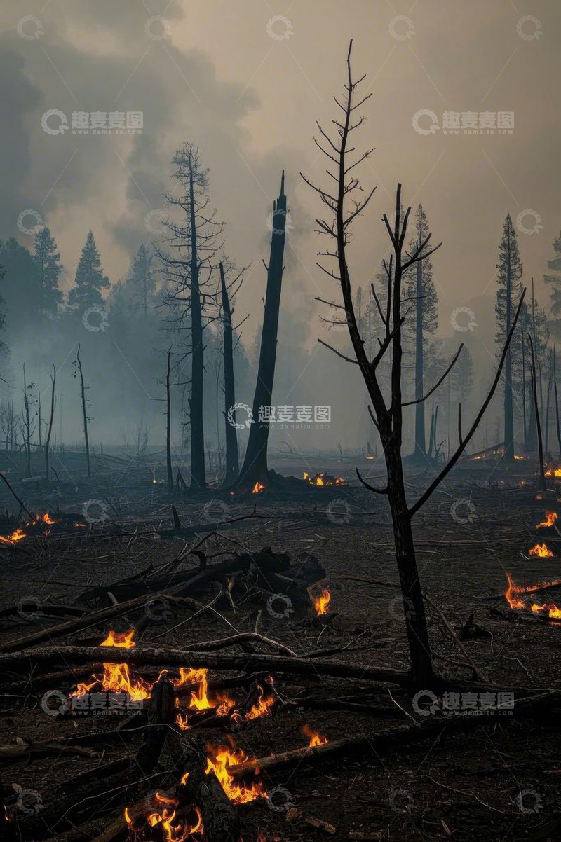 高清大图下载【趣麦麦图】森林野火过火场景