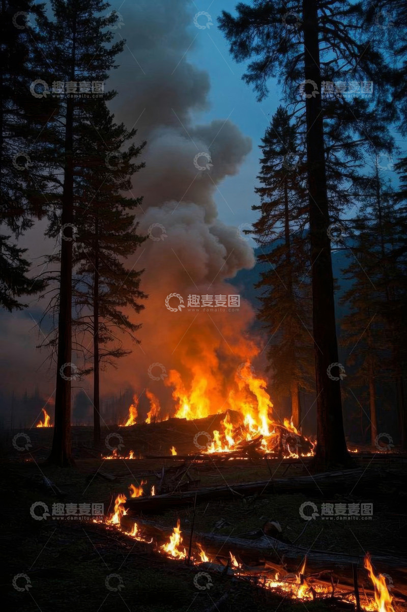高清大图下载【趣麦麦图】森林野火熊熊燃烧景象