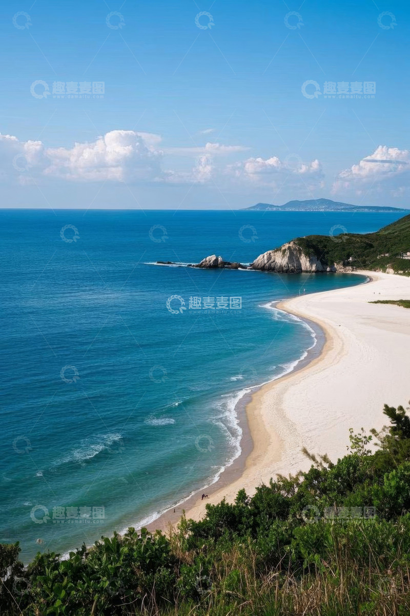 高清大图下载【趣麦麦图】美丽海滩与蓝色海洋景观