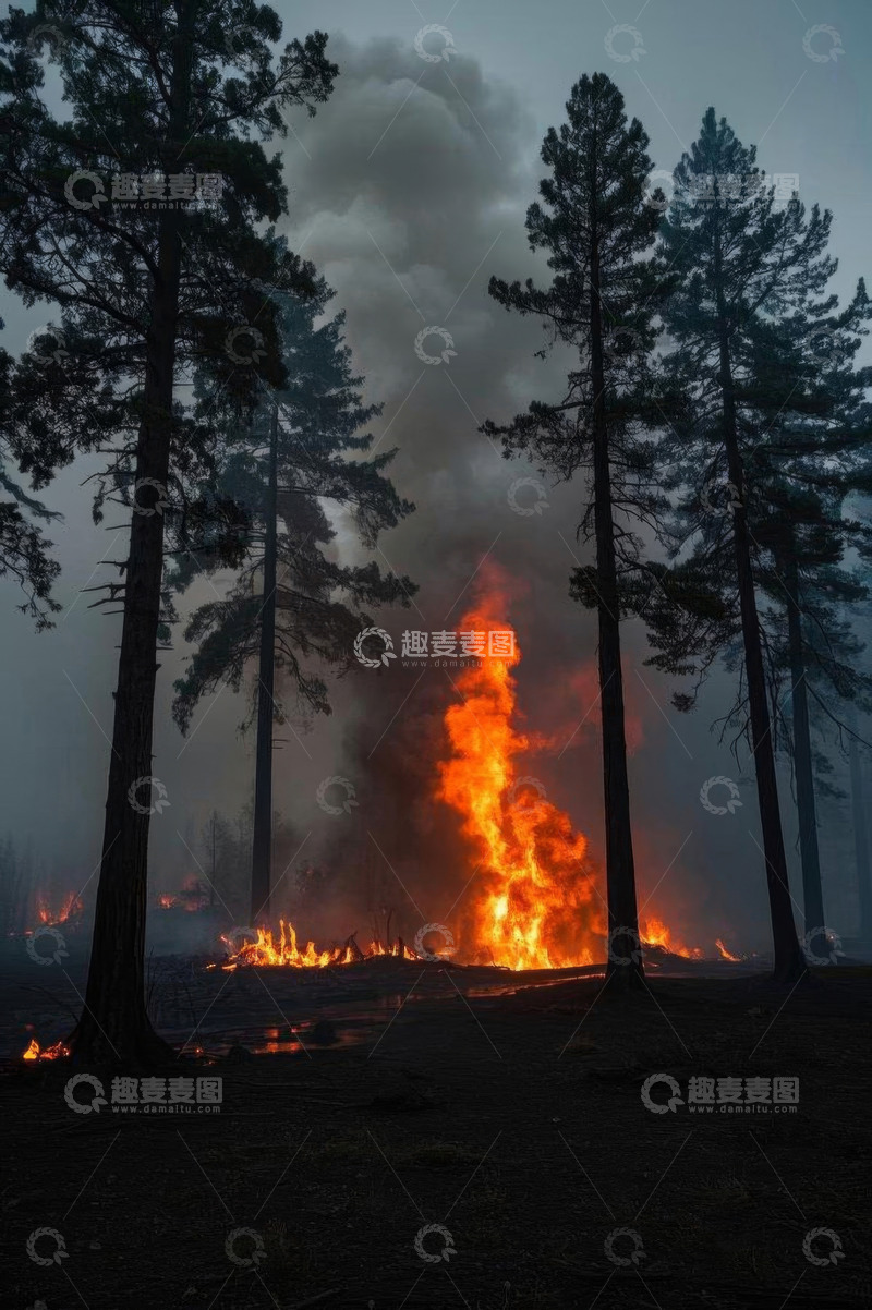 高清大图下载【趣麦麦图】森林野火熊熊燃烧景象