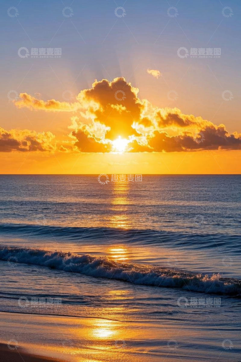 高清大图下载【趣麦麦图】海滩日落美景