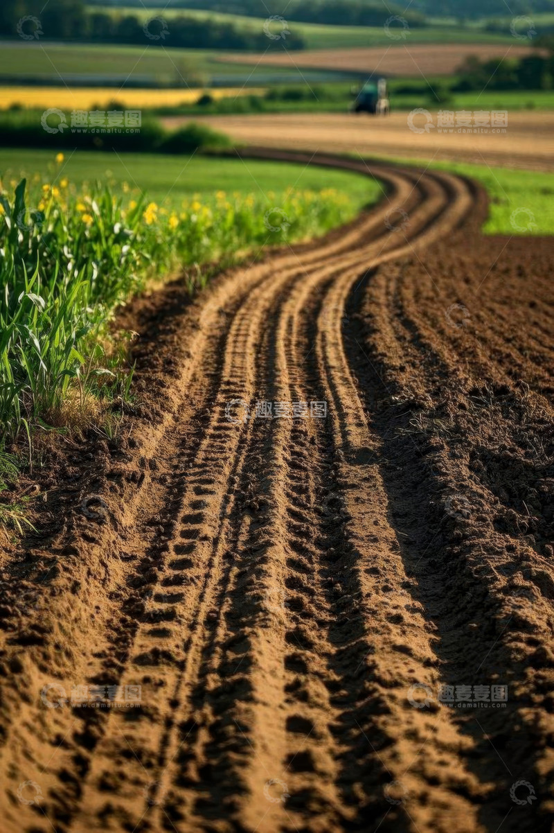 高清大图下载【趣麦麦图】农田拖拉机耕作场景