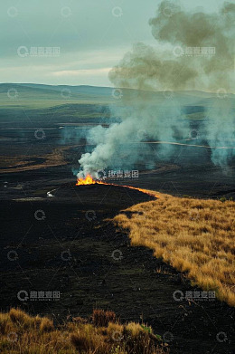野外火山喷发场景