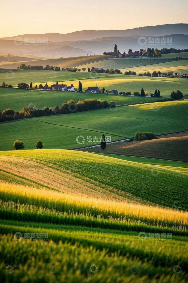 高清大图下载【趣麦麦图】田园乡村绿色田野风光