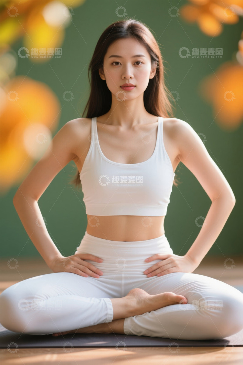 高清大图下载【趣麦麦图】瑜伽女性优雅坐姿室内写真