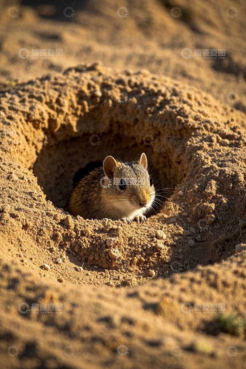 高清大图下载【趣麦麦图】洞穴口的啮齿动物特写