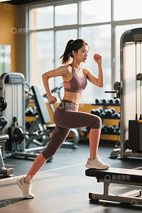 健身房里运动的年轻女子
