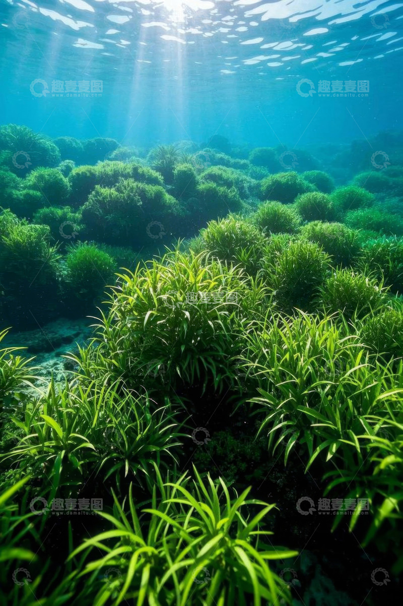 高清大图下载【趣麦麦图】水下绿色海草景观