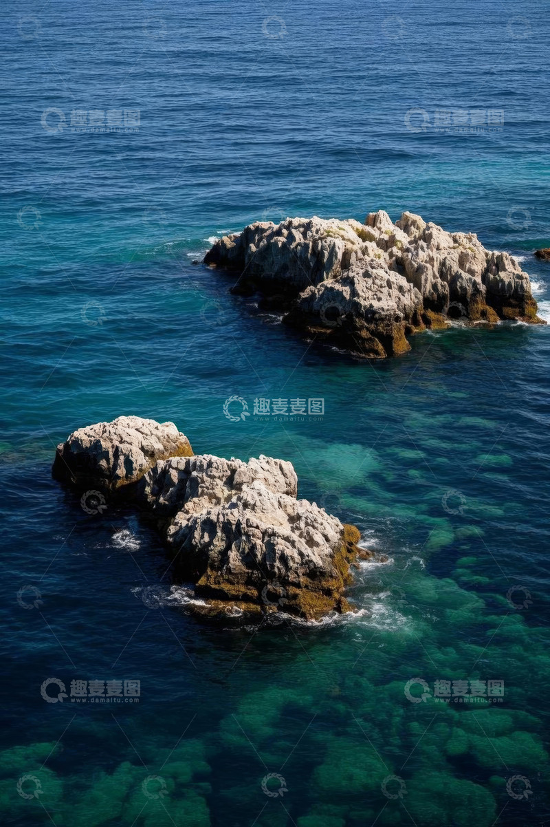 高清大图下载【趣麦麦图】海中礁石自然景观