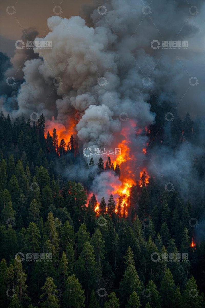 高清大图下载【趣麦麦图】森林火灾浓烟滚滚景象