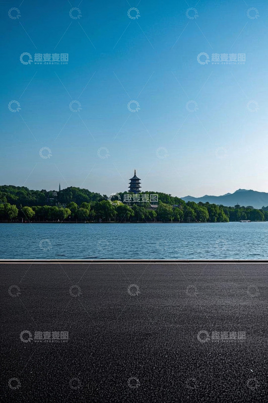 杭州西湖雷峰塔湖景风光