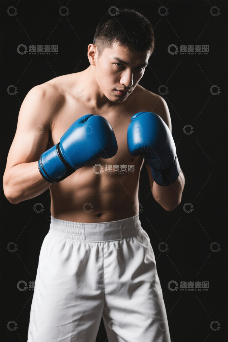 高清大图下载【趣麦麦图】拳击手准备格斗英姿