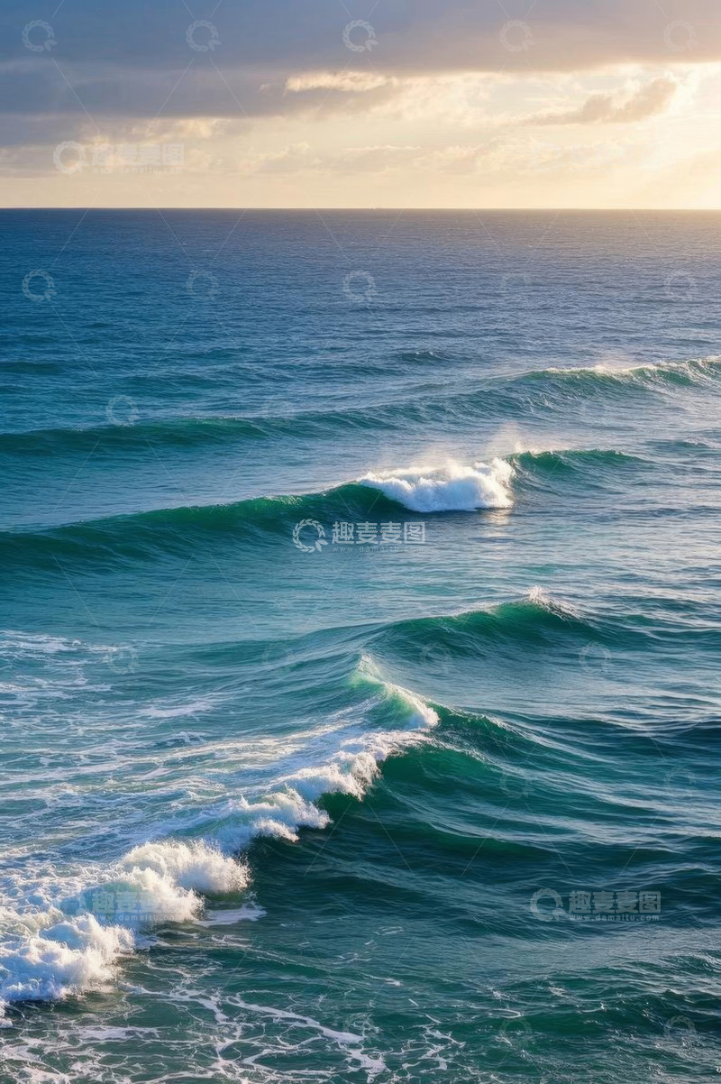 高清大图下载【趣麦麦图】海洋波浪与天空景象