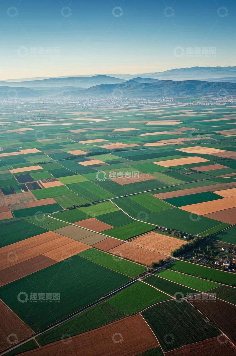 高清大图下载【趣麦麦图】俯瞰田野田园风光