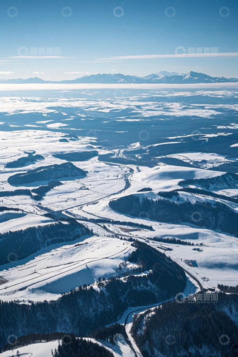 高清大图下载【趣麦麦图】冬季雪域自然风光航拍