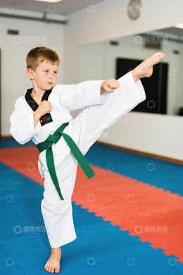 少儿跆拳道练习侧踢动作