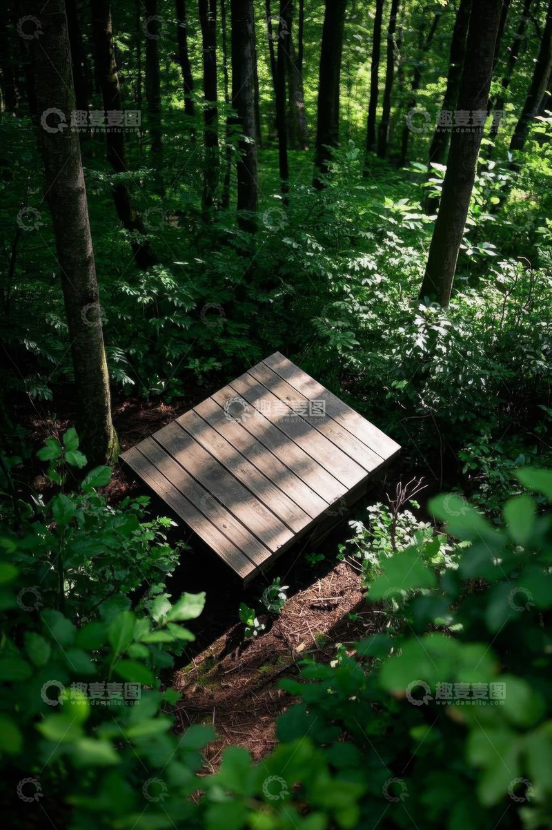 高清大图下载【趣麦麦图】森林中的木质平台