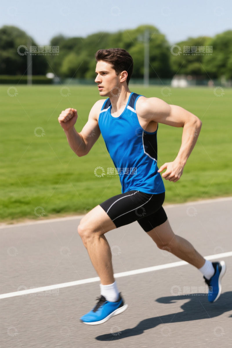 高清大图下载【趣麦麦图】阳光下跑步的年轻男子