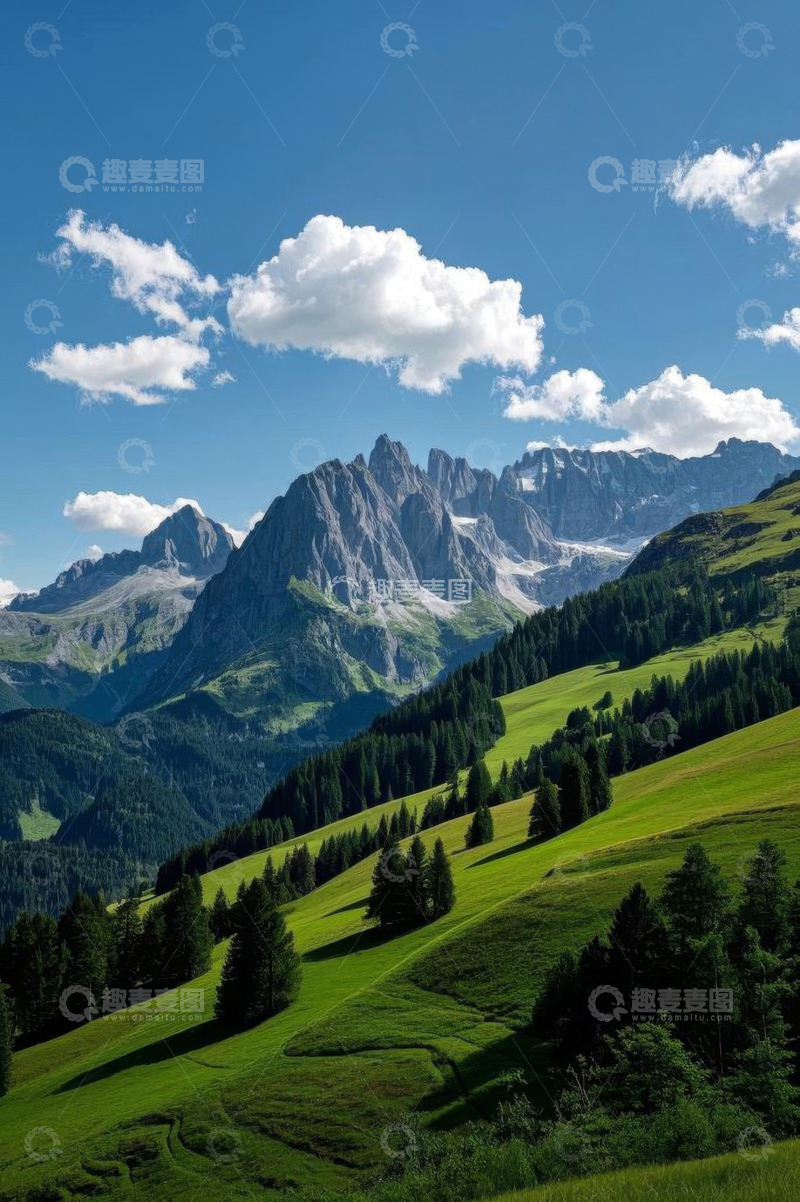 高清大图下载【趣麦麦图】阿尔卑斯山自然风光全景