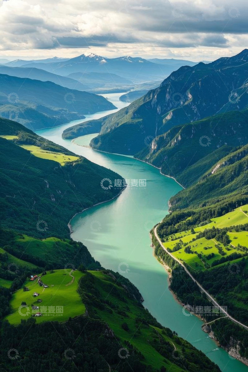 高清大图下载【趣麦麦图】山谷河流自然风光全景