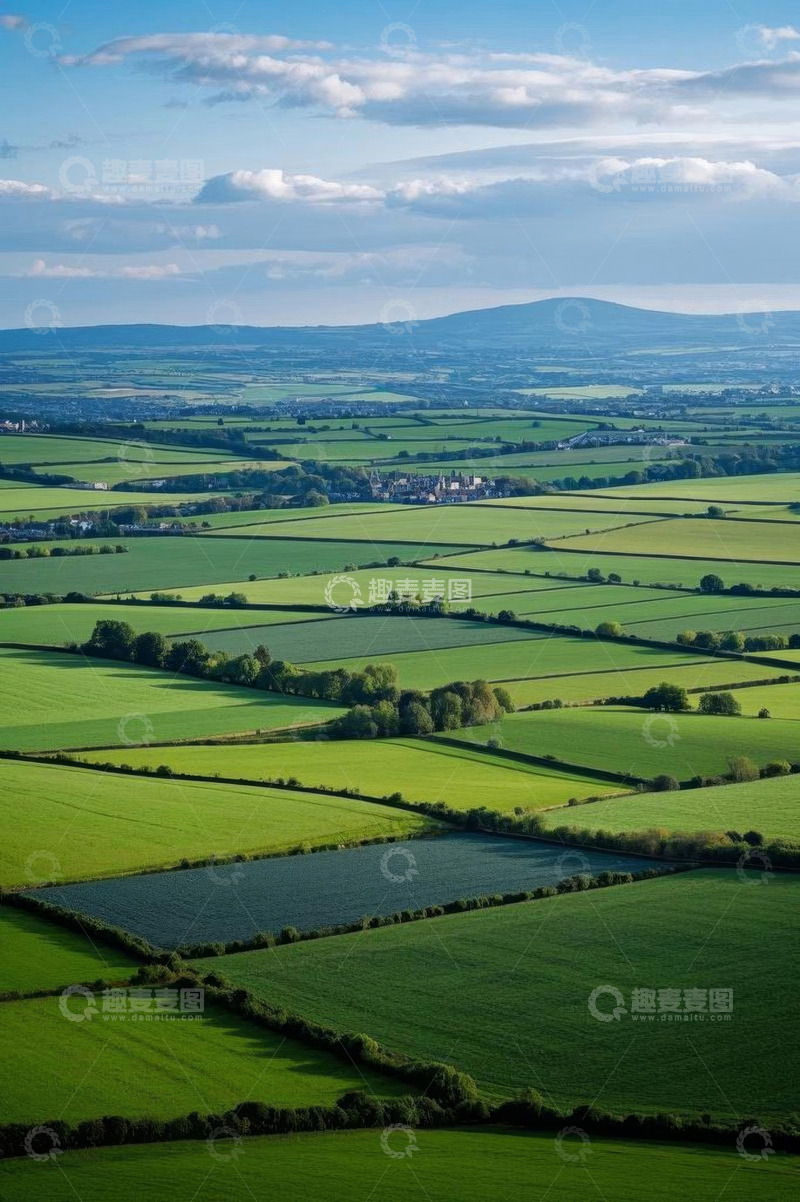高清大图下载【趣麦麦图】田园乡村农田俯瞰全景