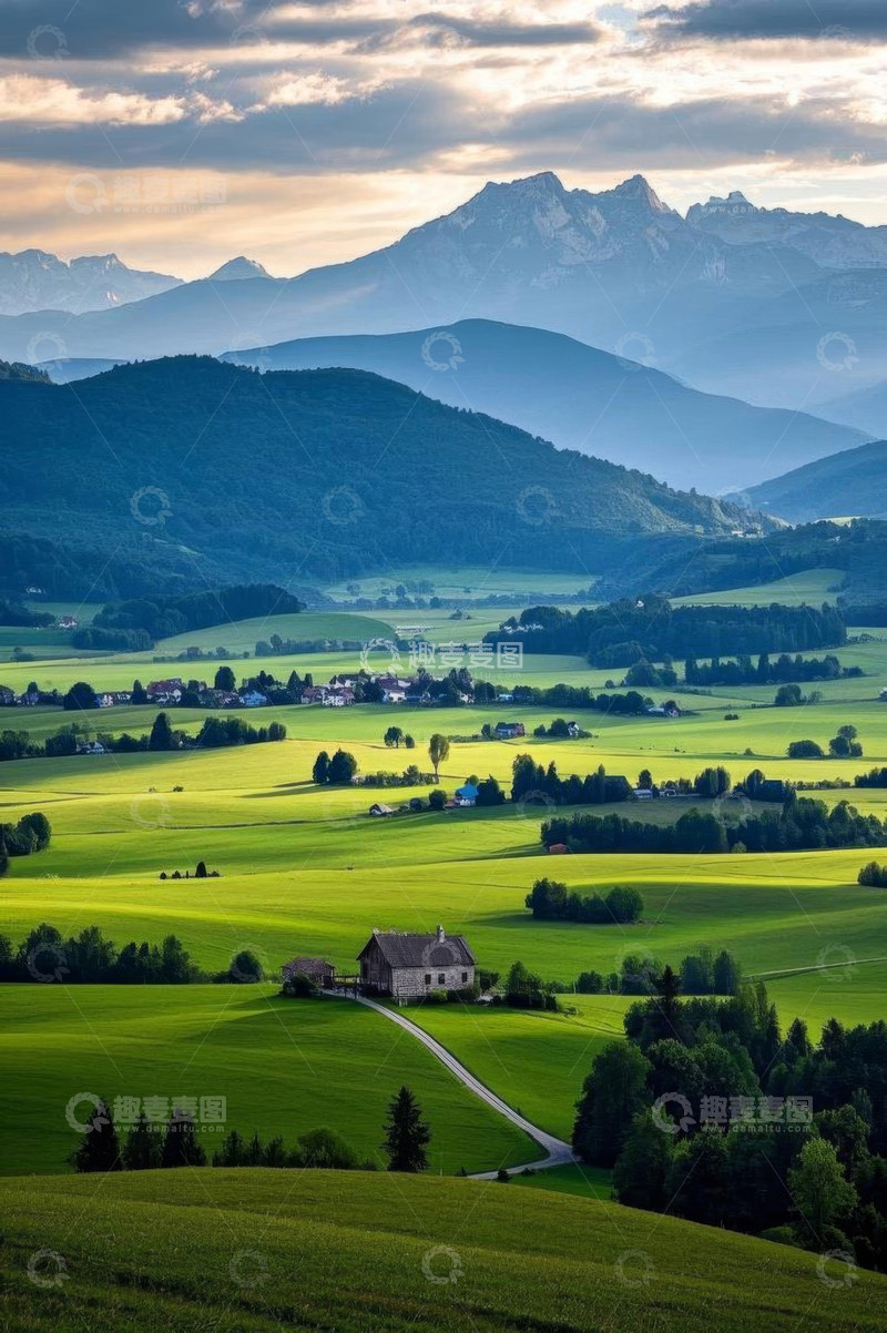 高清大图下载【趣麦麦图】山间绿野中的乡村景致
