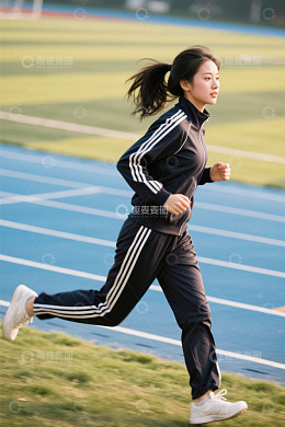 阳光下奔跑的青春少女