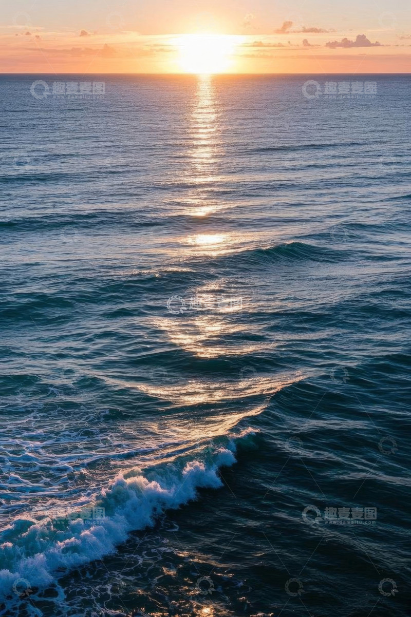 高清大图下载【趣麦麦图】海上日落时分海景