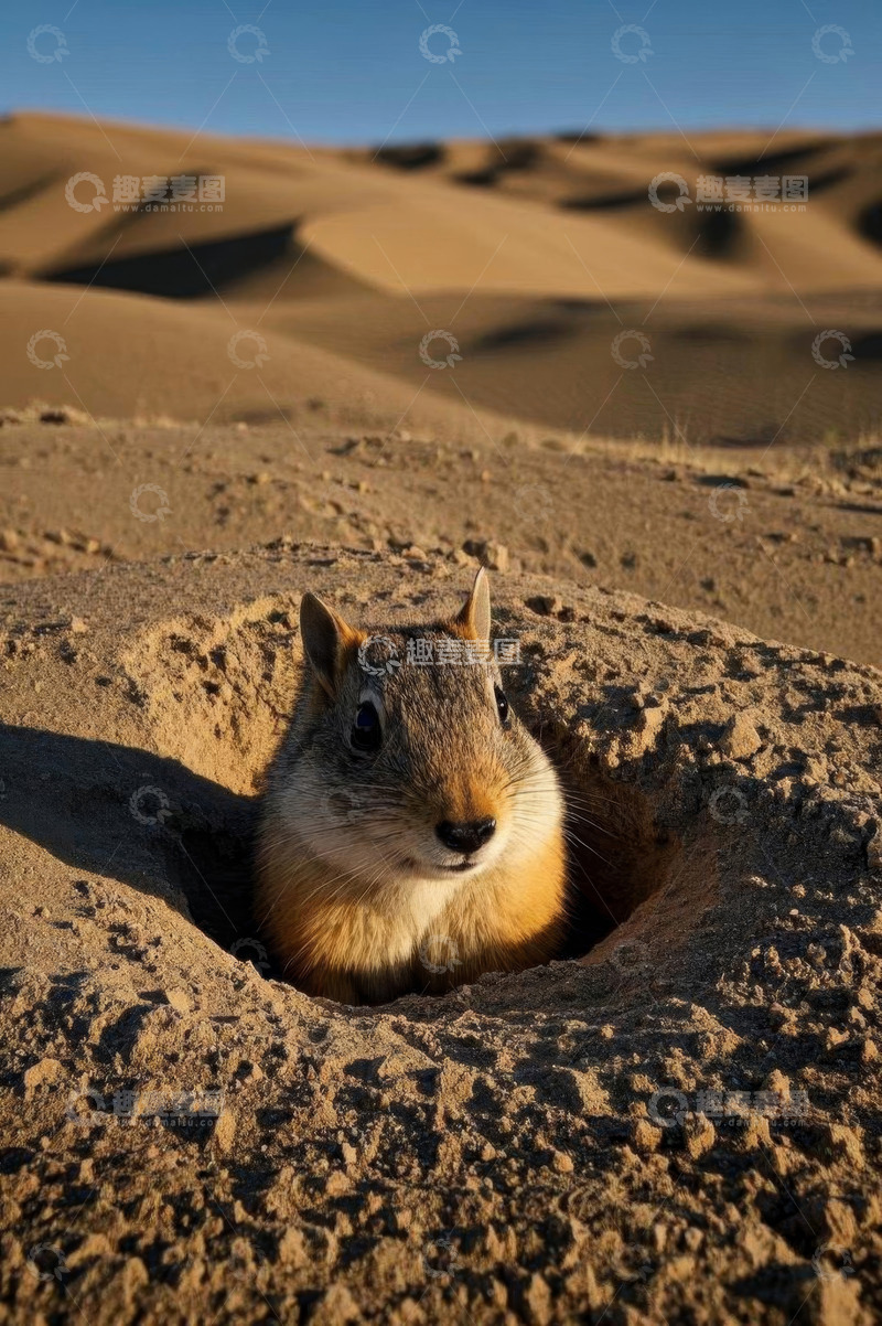高清大图下载【趣麦麦图】沙漠中露头的啮齿动物