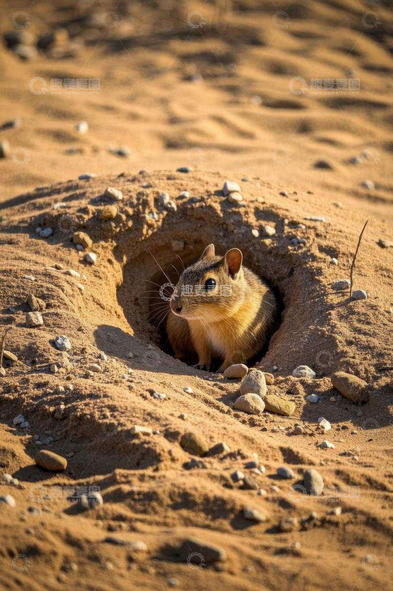 高清大图下载【趣麦麦图】沙土地洞中的啮齿动物