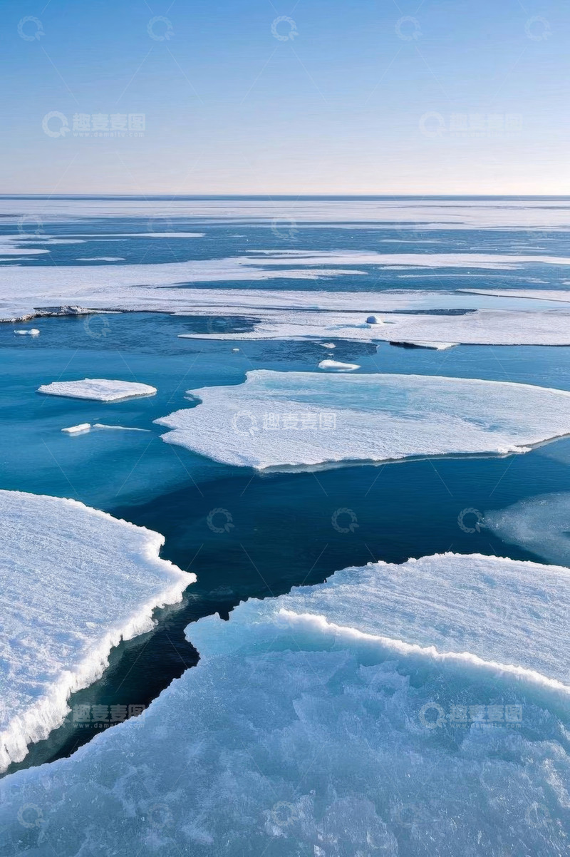 高清大图下载【趣麦麦图】海上漂浮的冰块景观