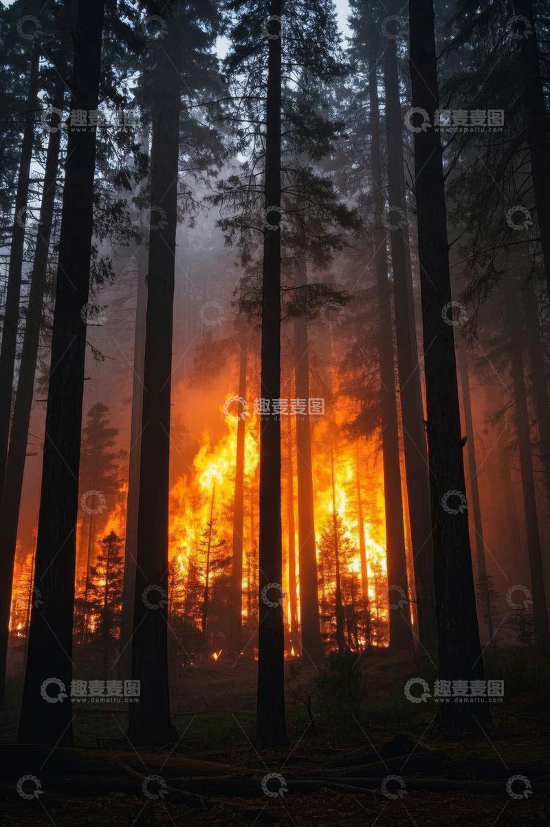 高清大图下载【趣麦麦图】森林大火熊熊燃烧景象