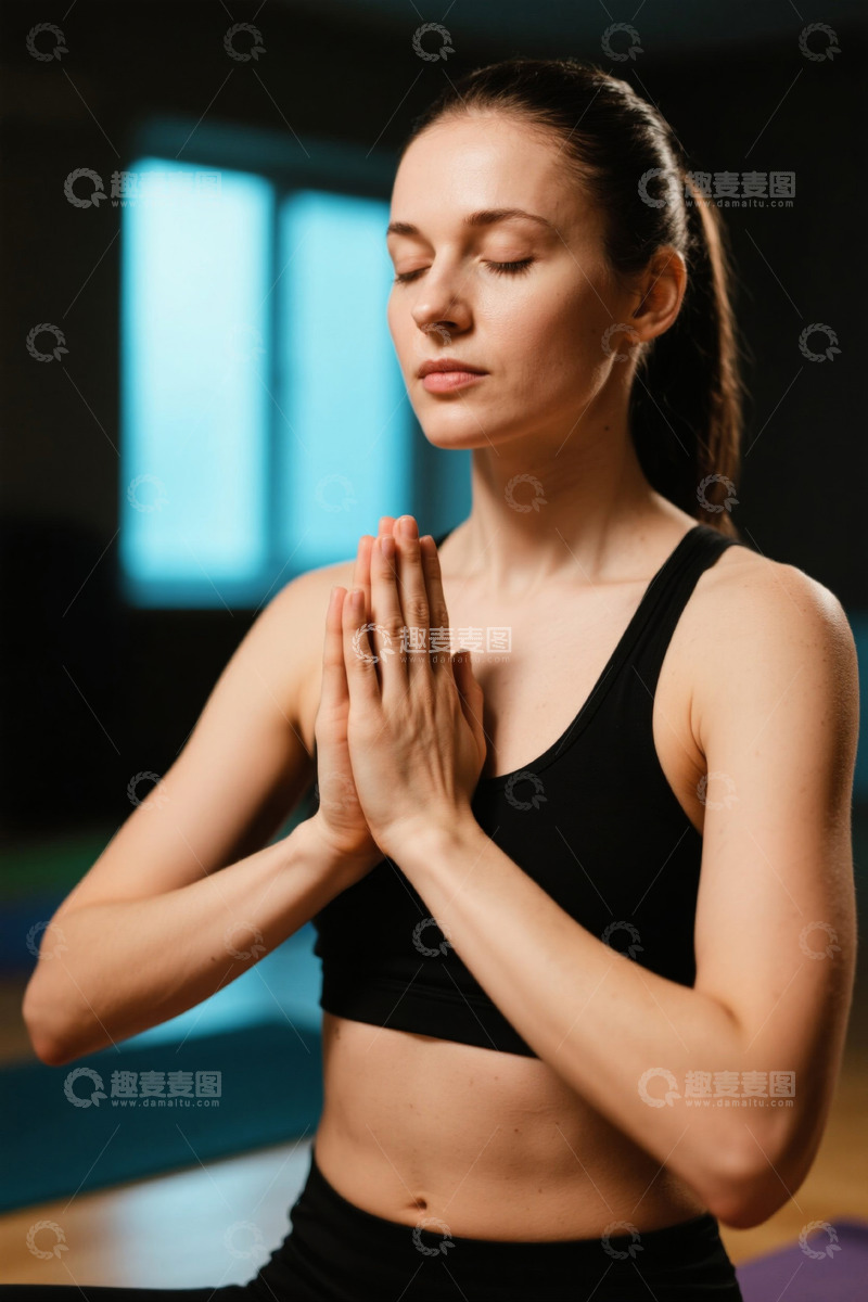 高清大图下载【趣麦麦图】年轻女子冥想瑜伽练习