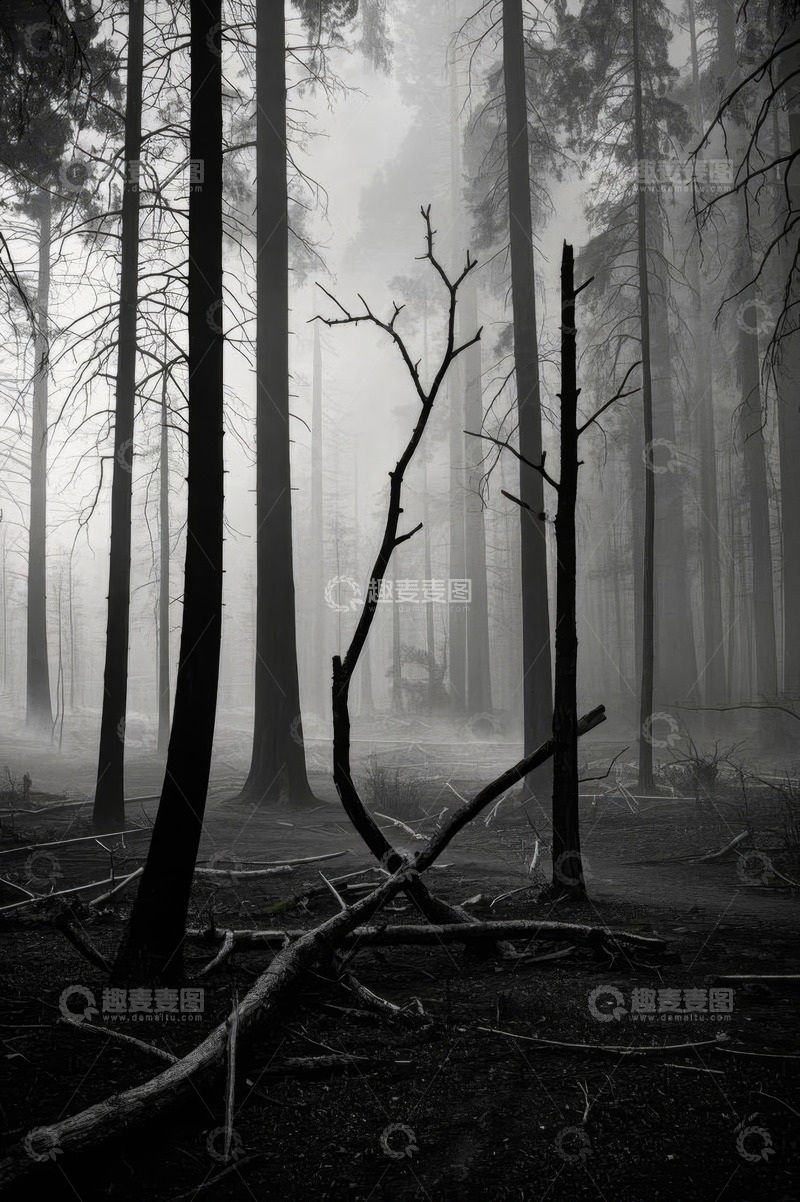 高清大图下载【趣麦麦图】迷雾笼罩的森林景象
