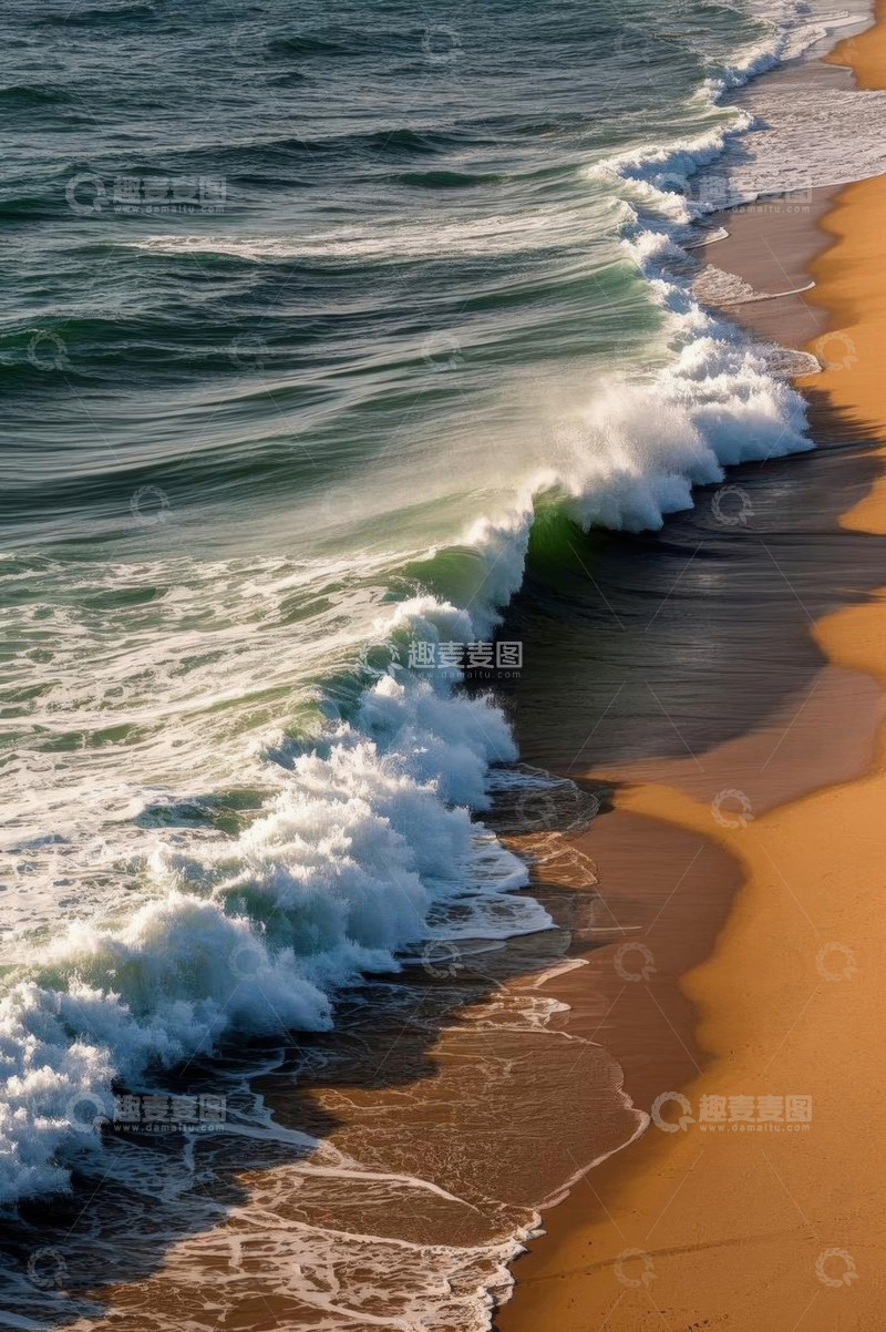 高清大图下载【趣麦麦图】海浪拍打沙滩景象