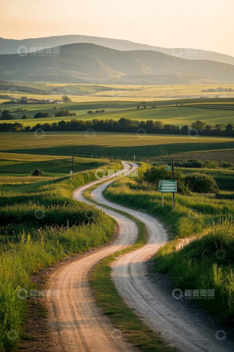 高清大图下载【趣麦麦图】乡村田野间蜿蜒的土路